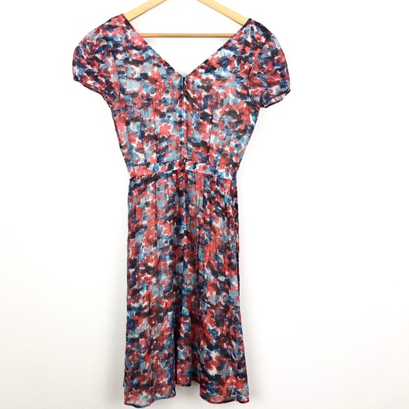 Marc New York Red Blue watercolor floral dress - Picture 3 of 8